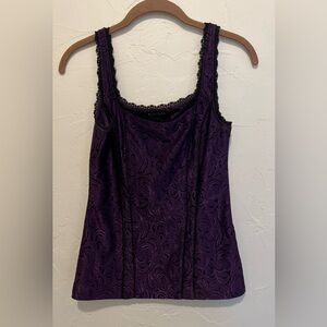Elegant Purple Lace Trim Top